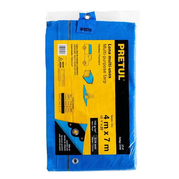 23781 - Lona de polietileno 4 x 7 m, azul, 110 g/m2, PRETUL