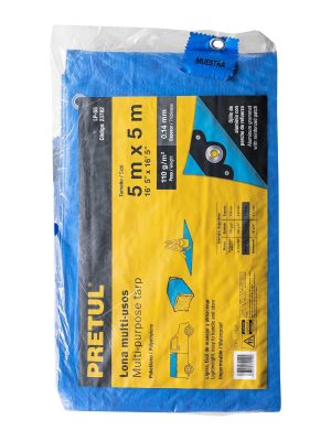 23782 - Lona de polietileno 5 x 5 m, azul, 110 g/m2, PRETUL