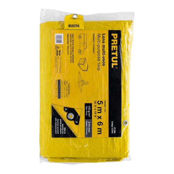 23744 - Lona de polietileno 5 x 6 m, amarilla, 110 g/m2, PRETUL