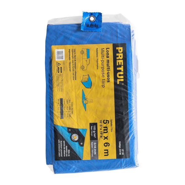 23736 - Lona de polietileno 5 x 6 m, azul, 110 g/m2, PRETUL