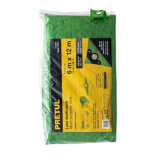 23753 - Lona de polietileno 6 x 12 m, verde, 110 g/m2, PRETUL