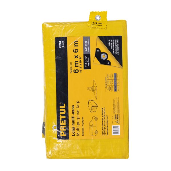 26161 - Lona de polietileno 6 x 6 m, amarilla, 110 g/m2, PRETUL