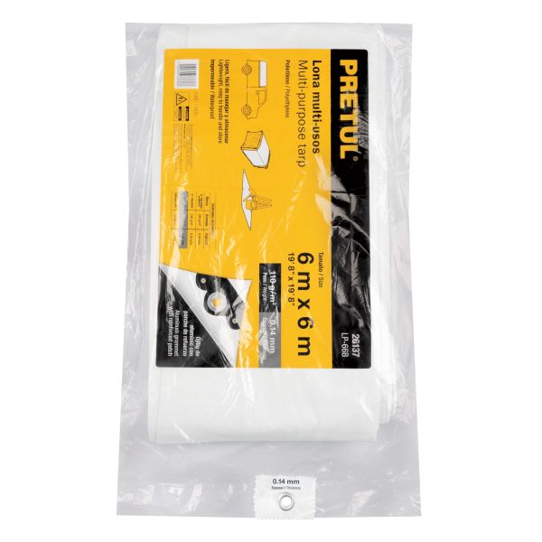 26137 - Lona de polietileno 6 x 6 m, blanca, 110 g/m2, PRETUL