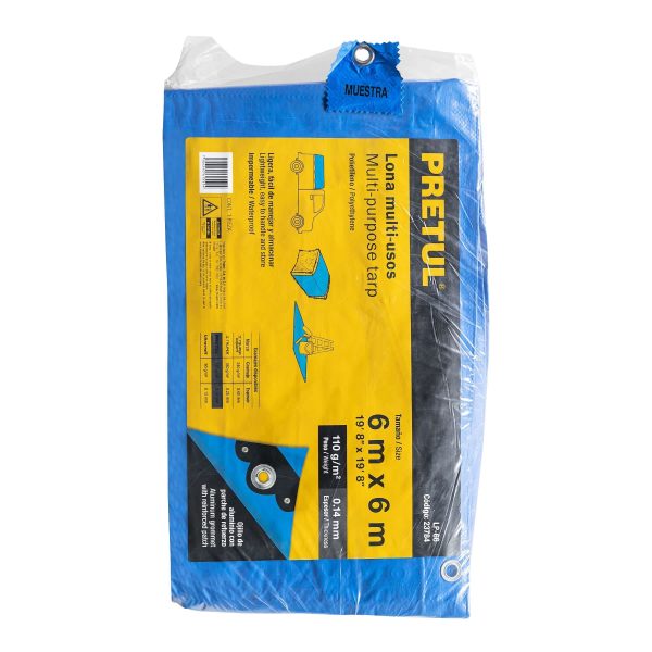 23784 - Lona de polietileno 6 x 6 m, azul, 110 g/m2, PRETUL