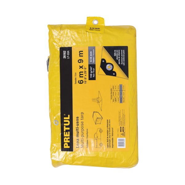 26162 - Lona de polietileno 6 x 9 m, amarilla, 110 g/m2, PRETUL