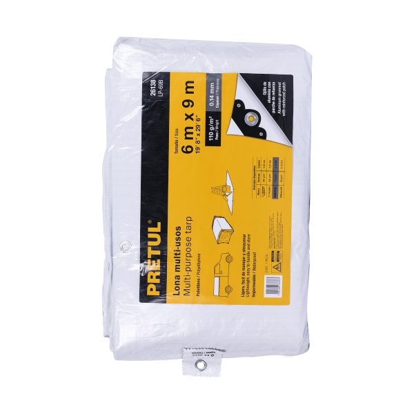 26138 - Lona de polietileno 6 x 9 m, blanca, 110 g/m2, PRETUL