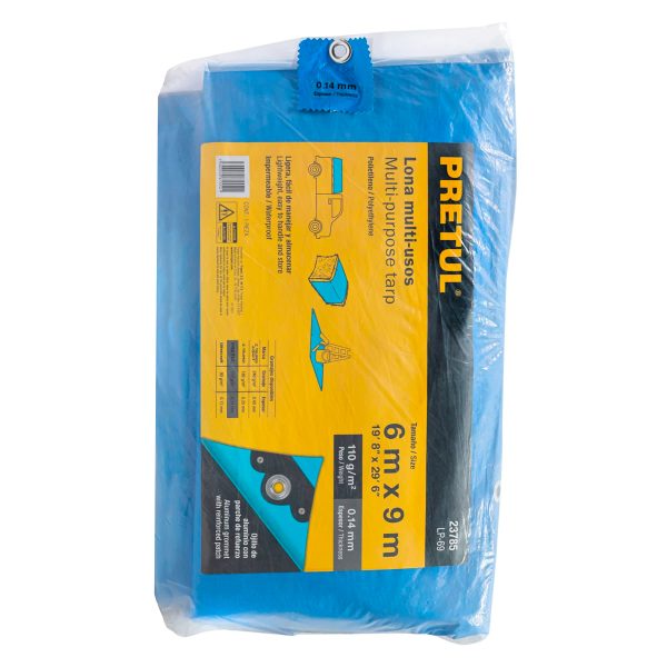 23785 - Lona de polietileno 6 x 9 m, azul, 110 g/m2, PRETUL