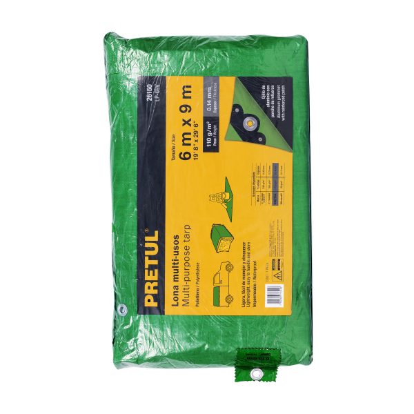 26150 - Lona de polietileno 6 x 9 m, verde, 110 g/m2, PRETUL