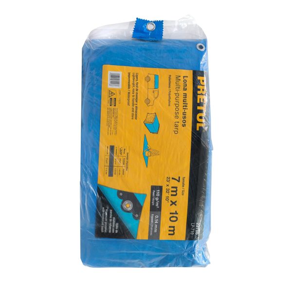 23786 - Lona de polietileno 7 x 10 m, azul, 110 g/m2, PRETUL