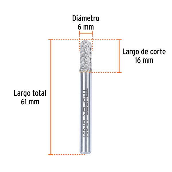 103479 - Lima rotativa cilindrica punta redonda 1/4, SC-1, TRUPER