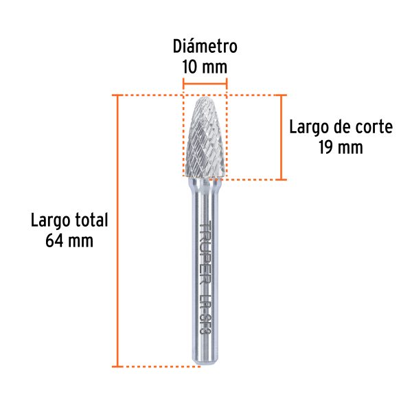 103482 - Lima rotativa árbol punta redonda 3/8, SF-3, TRUPER