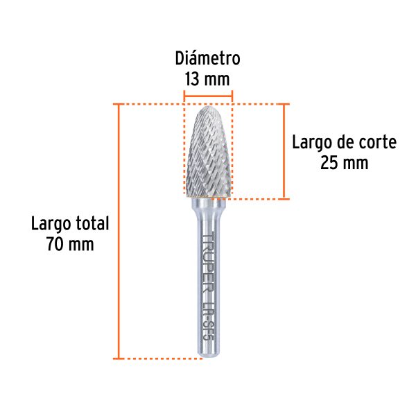 103483 - Lima rotativa árbol punta redonda 1/2, SF-5, TRUPER