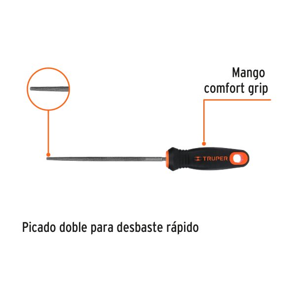 15315 - Lima redonda bastarda 6' con mango doble inyección, TRUPER