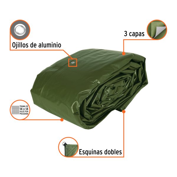 16380 - Lona uso rudo 12x17 m, verde olivo, 240 g/m2, TRUPER EXPERT