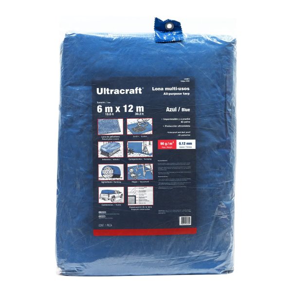41929 - Lona de polietileno 6 x 12 m, azul, 90 g/m2, ULTRA