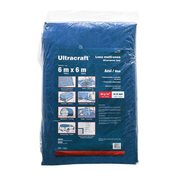 41927 - Lona de polietileno 6 x 6 m, azul, 90 g/m2, ULTRA