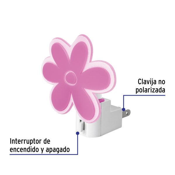 46130 - Luz de noche con lámpara E12, flor, Volteck