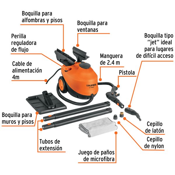 103206 - Limpiador a vapor, 1800W, Truper