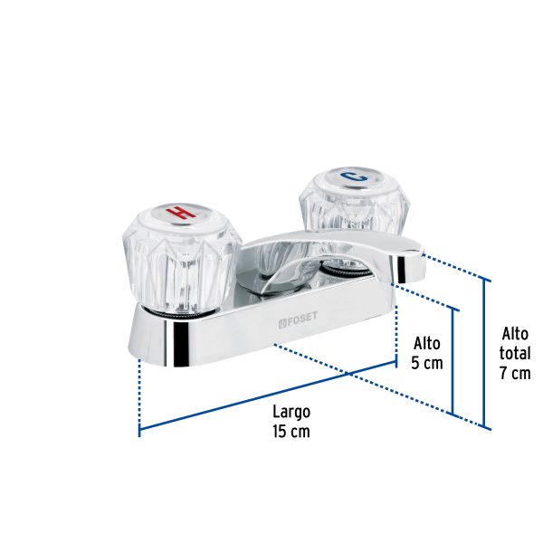 49231 - Mezcladora 4' para lavabo, nariz larga, manerales acrílico