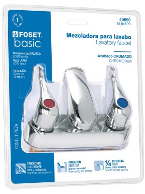 49590 - Mezcladora 4' lavabo, ABS, palanca, blister, BASIC