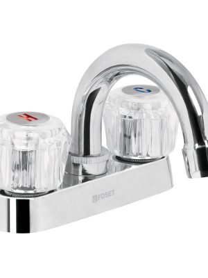 49276 - Mezcladora 4' para lavabo, cuello curvo, manerales acrílico