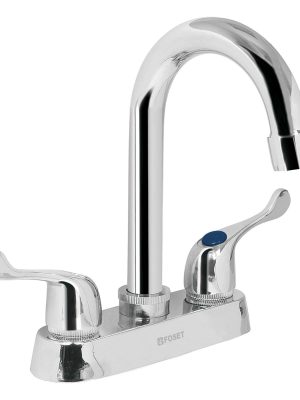 49280 - Mezcladora 4' para lavabo, cuello bar, manerales palanca