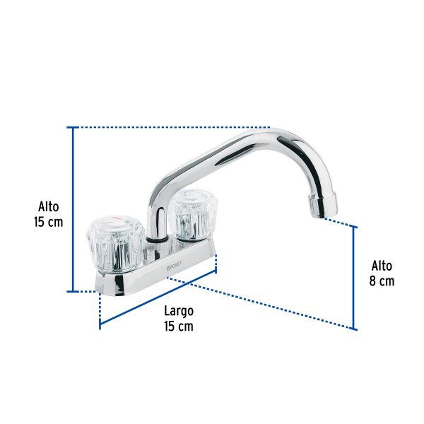 47685 - Mezcladora 4' para lavabo, tubular, manerales de acrílico