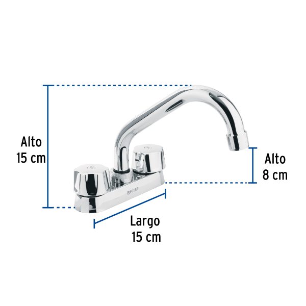47683 - Mezcladora 4' para lavabo, tubular, cartucho cerámico