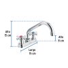 47688 - Mezcladora 4' para lavabo, cuello tubular, manerales cruceta