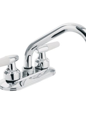 47687 - Mezcladora 4' para lavabo, cuello tubular, manerales cono