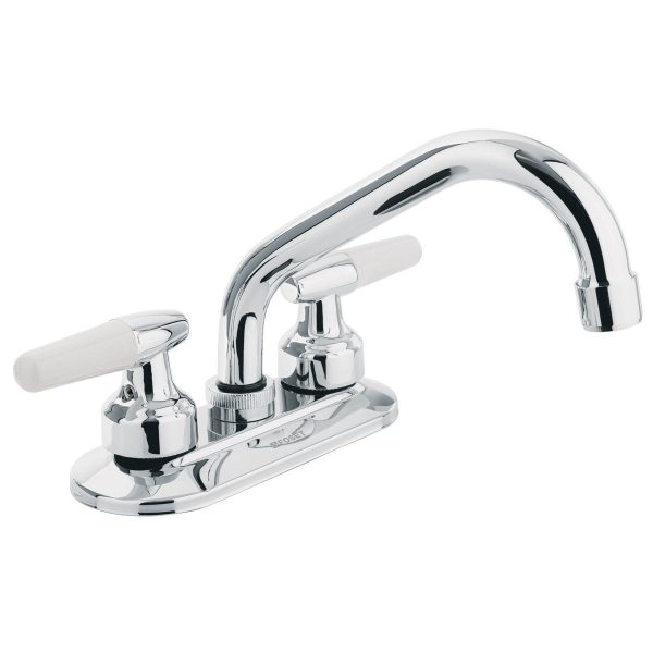 47687 - Mezcladora 4' para lavabo, cuello tubular, manerales cono