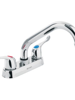 47686 - Mezcladora 4' para lavabo, tubular, manerales palanca