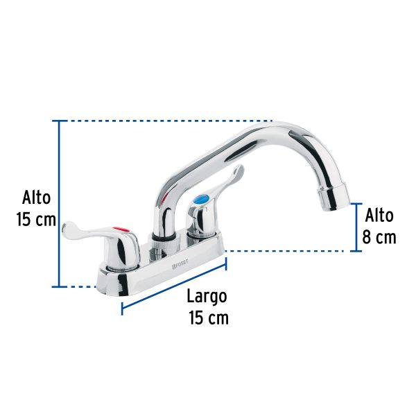 47686 - Mezcladora 4' para lavabo, tubular, manerales palanca