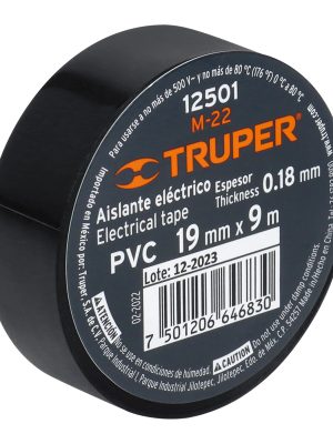 12501 - Cinta de aislar de 9 m x 19 mm, negra, Truper