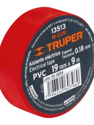 M-22RD1.jpg 13513 - Cinta de aislar de 9 m x 19 mm, roja, Truper