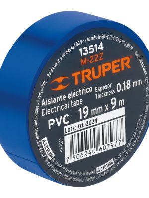 13514 - Cinta de aislar de 9 m x 19 mm, azul, Truper