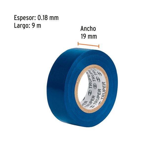 13514 - Cinta de aislar de 9 m x 19 mm, azul, Truper