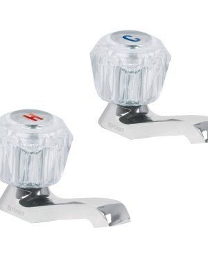 49235 - Juego 2 llaves individuales para lavabo, manerales acrílico