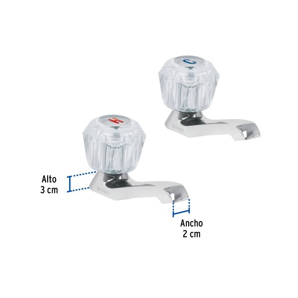 49235 - Juego 2 llaves individuales para lavabo, manerales acrílico