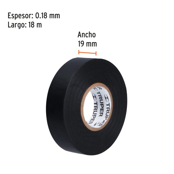 12500 - Cinta de aislar de 18 m x 19 mm, negra, Truper