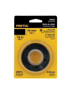 20523 - Cinta de aislar de 18 m x 19 mm, negra en blíster, Pretul