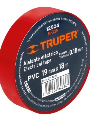 M-33RD1.jpg 12504 - Cinta de aislar de 18 m x 19 mm, roja, Truper