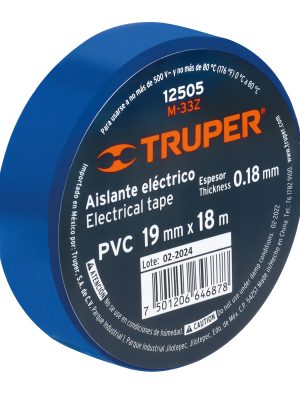 12505 - Cinta de aislar de 18 m x 19 mm, azul, Truper