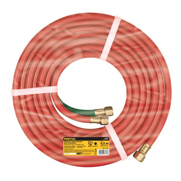 28301 - Manguera cuata reforzada de 4.5 m para oxiacetileno, PRETUL
