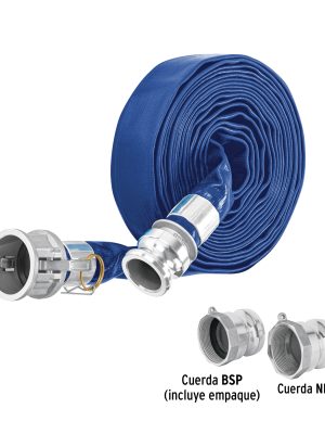 103647 - Rollo de manguera plana 1.5'x7.5m de descarga c/conexiones