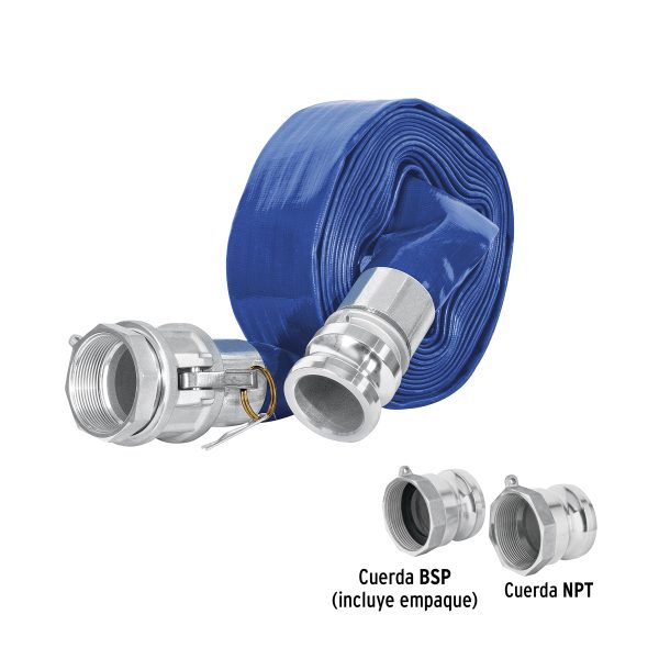 103648 - Rollo de manguera plana 2' x 7.5m de descarga c/conexiones