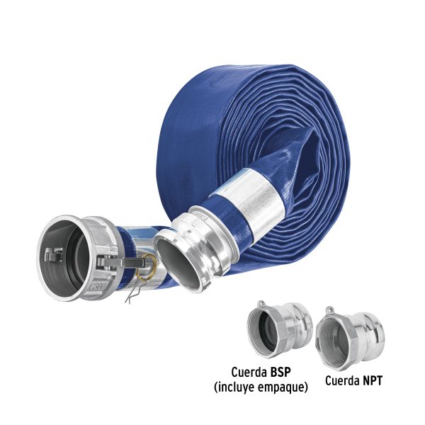 103649 - Rollo de manguera plana 3' x 7.5m de descarga c/conexiones