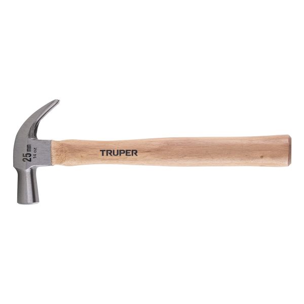 10558 - Martillo cabeza cónica 25 mm uña curva, mango madera, TRUPER