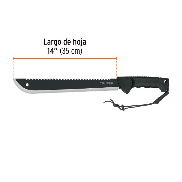 103827 - Machete doble filo 14', cacha inyectada, con funda, TRUPER
