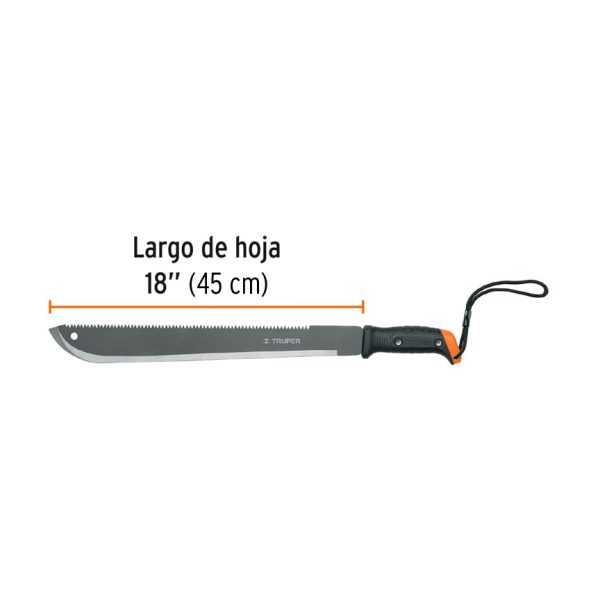 15893 - Machete doble filo 18', cacha atornillada, funda de cartón